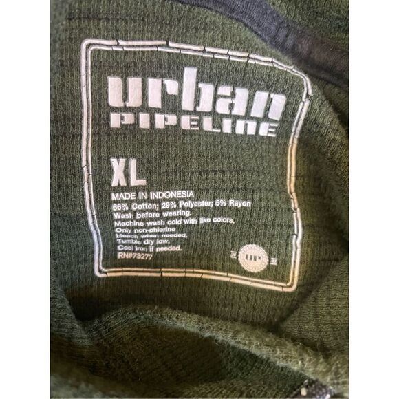 Urban Pipeline Men’s Lightweight Green Pullover Hoodie With Kangaroo Pocket Size - Picture 7 of 8